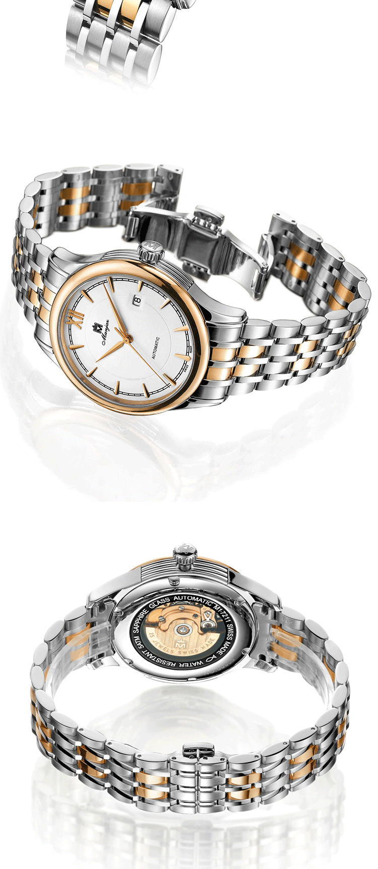 名爵(manjaz)手表俊睿系列自动机械男表7211m sr-wr-a3 褐色