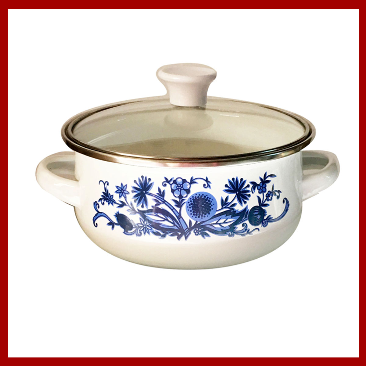 搪瓷锅 汤锅 熬中药锅 野外烤盆 双耳锅珐琅瓷 火锅 22玻璃盖(图随机