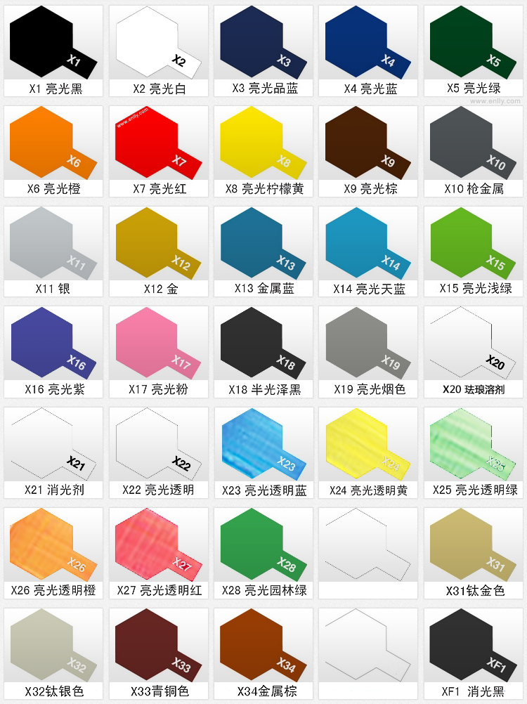 tamiya田宫珐琅漆 油性 xf1~xf24 (10ml) xf4 消光黄绿