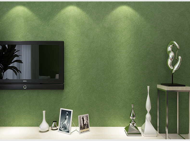卧室客厅电视背景墙壁纸(蚕丝款-豆绿色)