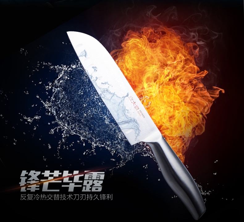 
                                        炊大皇（COOKER KING） 不锈钢刀具套装七件套 切菜刀厨房刀水果刀砍骨刀切片刀剪刀刀座                
