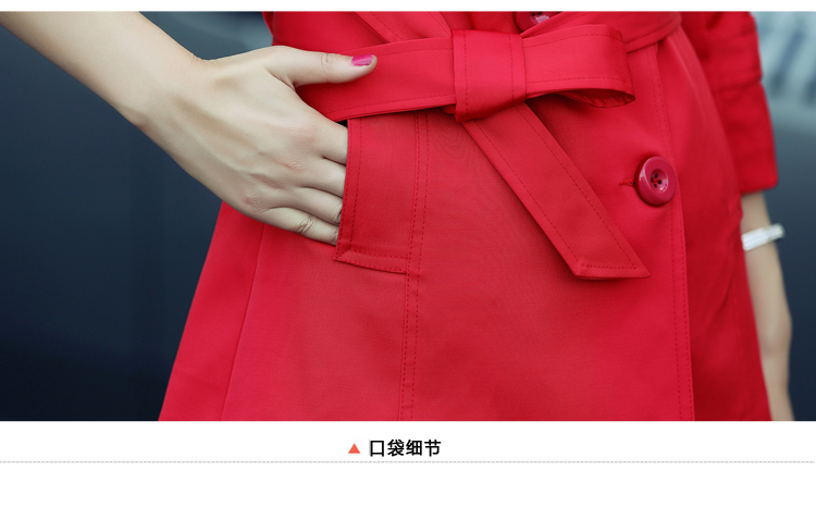 薇乐依秋季风衣女短款2015春秋新款韩版修身显瘦女式风衣薄外套大码秋装 红色 M