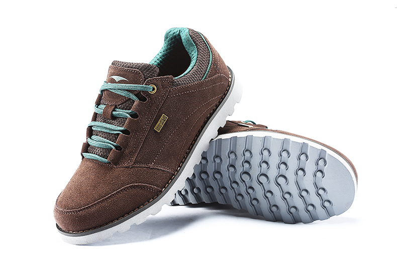 天伦天新款休闲鞋 男式防滑耐磨真皮牛绒面户外徒步鞋tl 143408 深兰