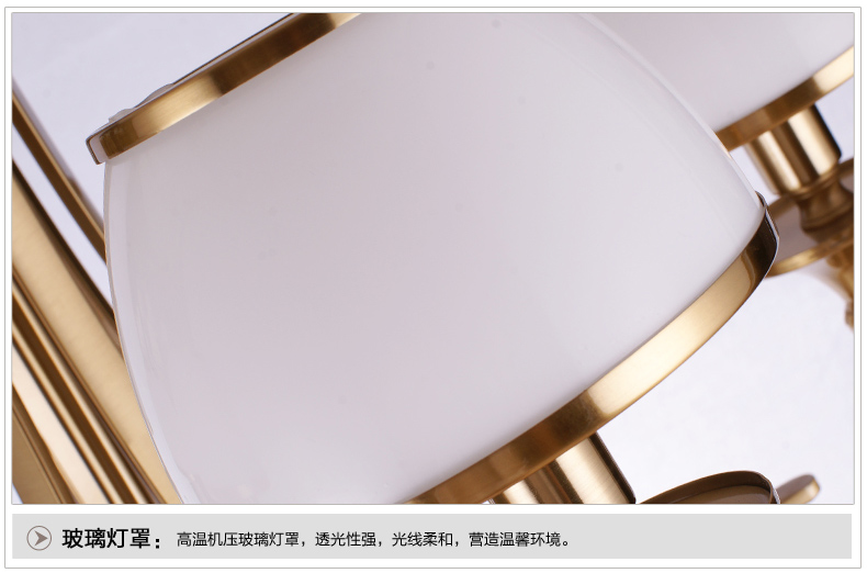 美式吊灯餐厅客厅吊灯 现代卧室吊灯 简约仿铜欧式吊灯 0255-6