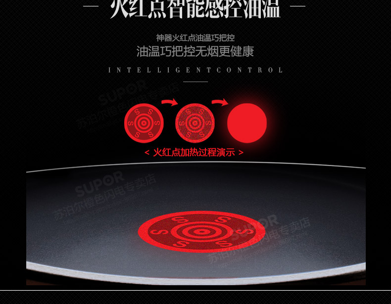 苏泊尔(SUPOR)炒锅火红点2代无油烟炒菜锅具不粘锅30cm 电磁炉燃气通用PC30R2