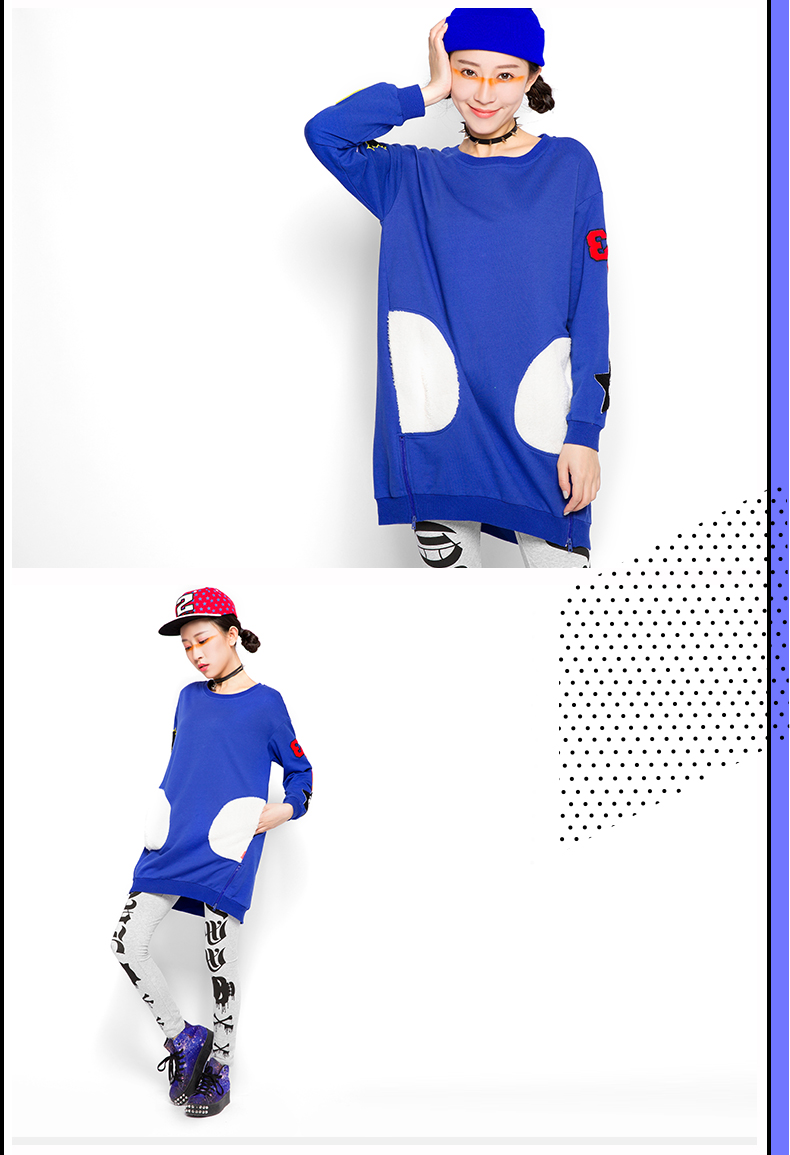 PASS女装秋冬新款 长袖撞色短款连衣裙6532411095 黑色 M