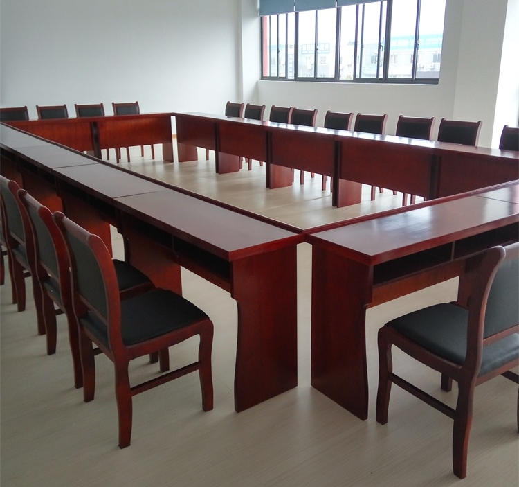 贴皮长桌厂家直销两人位三人位开会桌胡桃色 配套椅子2把【图片 价格
