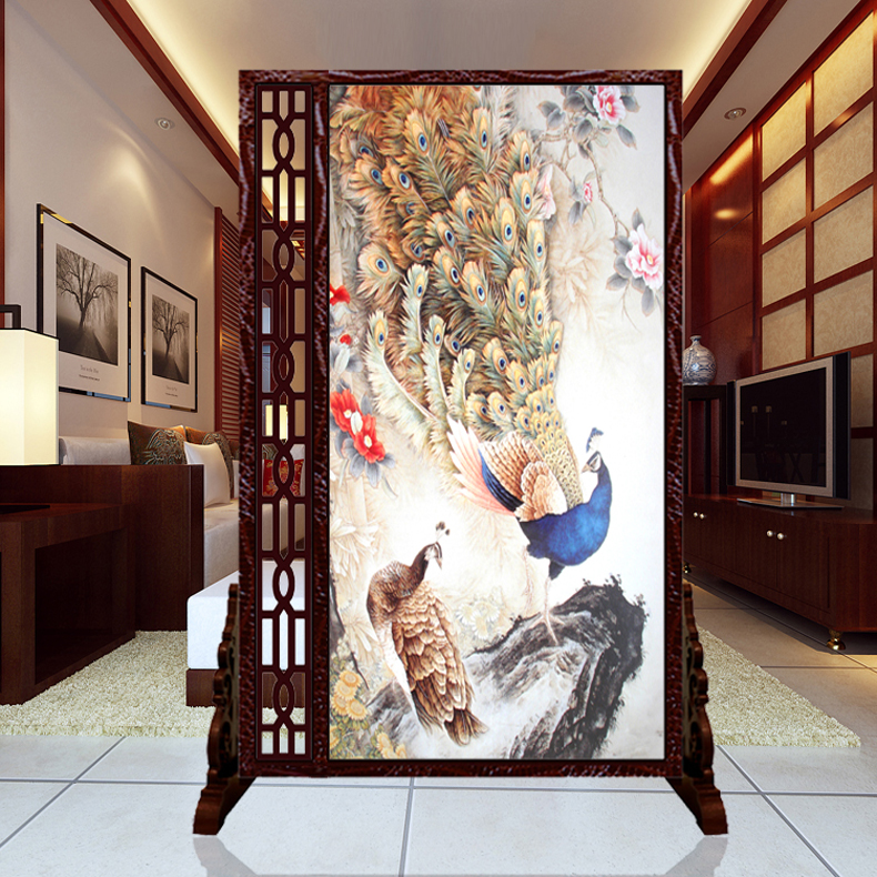 
                                        私人定制中式座屏 书房酒店隔断 办公室客厅双面屏风 022春风美景 160cm宽*180高 左镂空                