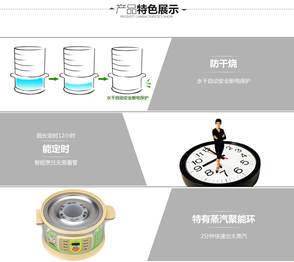 【抢年货】SEILER不锈钢蒸锅 防干烧电蒸笼大容量三层竹香电蒸锅 节能锅烹饪锅蒸笼锅 BY-8586