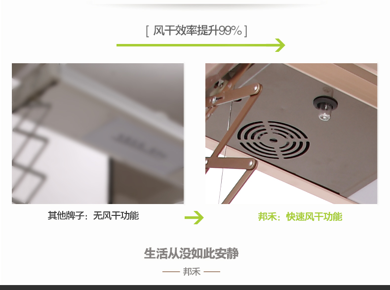 【包安装】邦禾 电动晾衣架 自动智能遥控晒衣架 升降阳台晾衣机 折叠挂衣架 照明 风干消毒 香槟金(1.2米主机) 四杆伸缩+LED照明