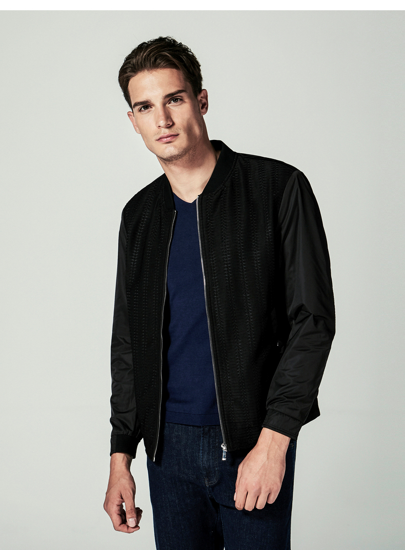 男装fkdl1316】劲霸k-boxing 茄克男立体肌理素雅简洁棒球领短版夹克