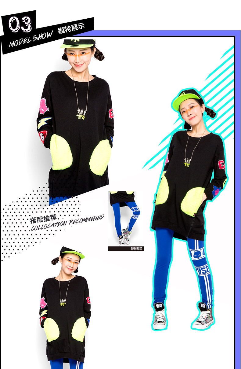 PASS女装秋冬新款 长袖撞色短款连衣裙6532411095 黑色 M