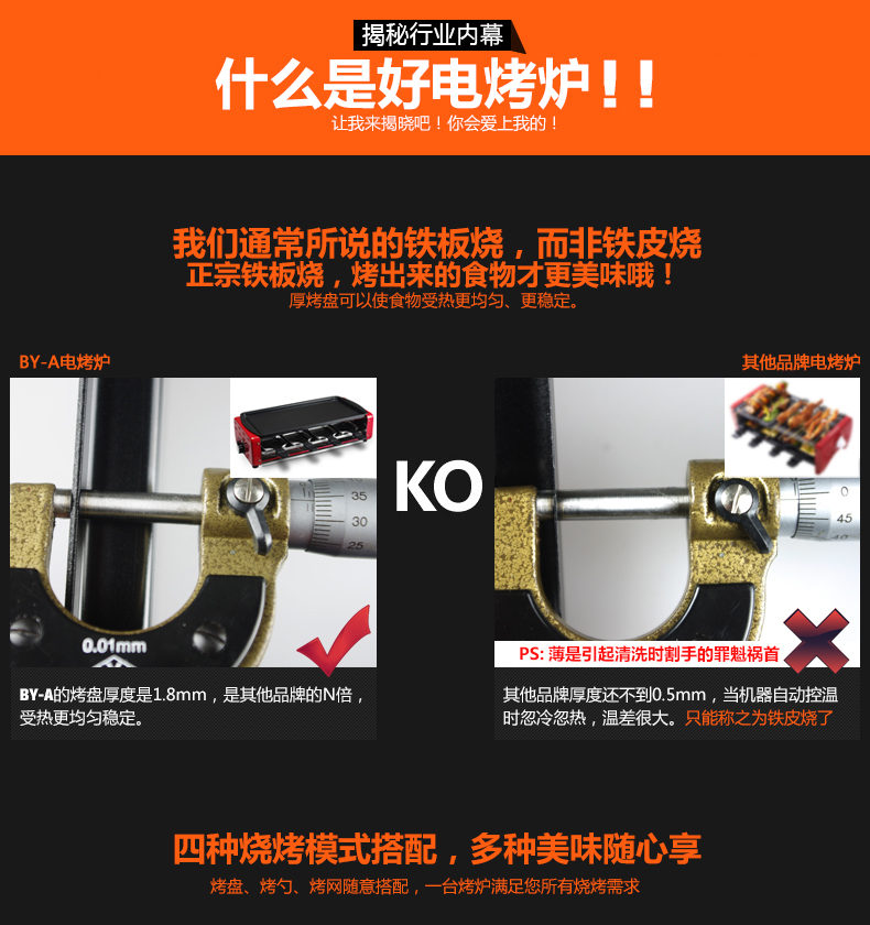 
                                        比亚韩式电烧烤炉 家用无烟智能温控电热煎烤盘 多功能商用铁板烧不粘电烤架 大号                