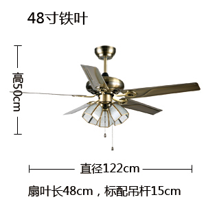 
                                        【支持货到付款】波西米亚 吊扇灯 铁叶风扇灯遥控客厅餐厅灯铜灯吊扇卧室吊灯扇 3头(不含光源)                