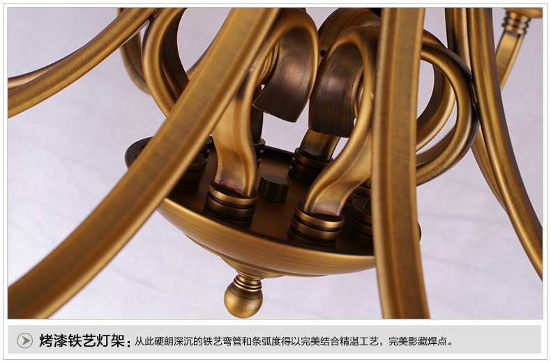 美式吊灯餐厅客厅吊灯 现代卧室吊灯 简约仿铜欧式吊灯 0237-8