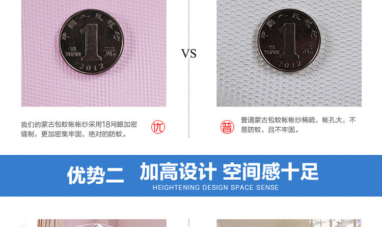 
                                        豪悦家纺 玻璃纤维蒙古包蚊帐 蚊不叮黄 100*195cm                