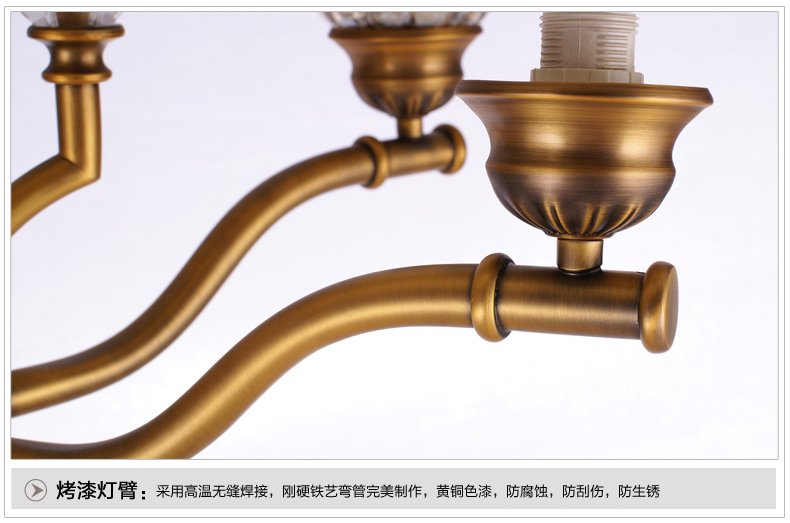 美式吊灯餐厅客厅吊灯 现代卧室吊灯 简约仿铜欧式吊灯 0269-6