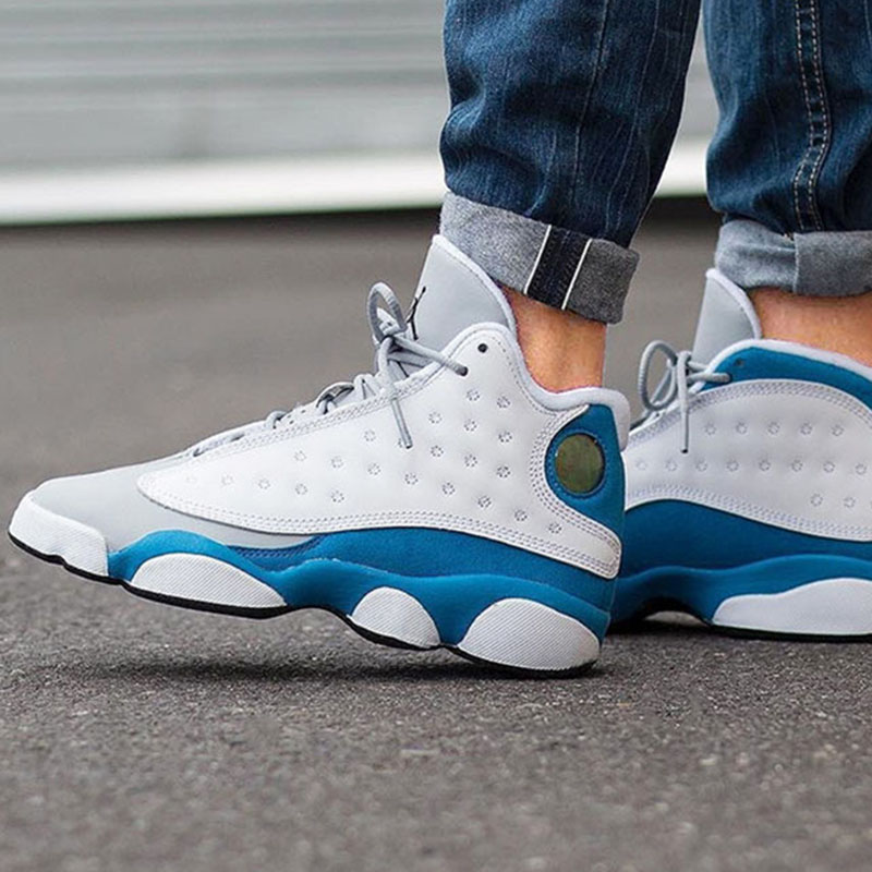 耐克女鞋 大童运动鞋air jordan 13 gs aj13白蓝实战耐磨休闲篮球鞋