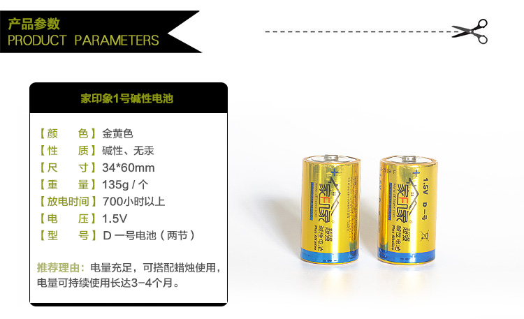 家印象 D号一号C号二号电池AA五号碱性无汞电池 高容量电池 电子蜡烛纽扣电池CR245 纽扣电池CR2450