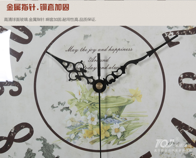 
                                        TQJ实木单面圆形壁挂钟客厅创意挂表卧室静音时尚石英时钟表050 白色                