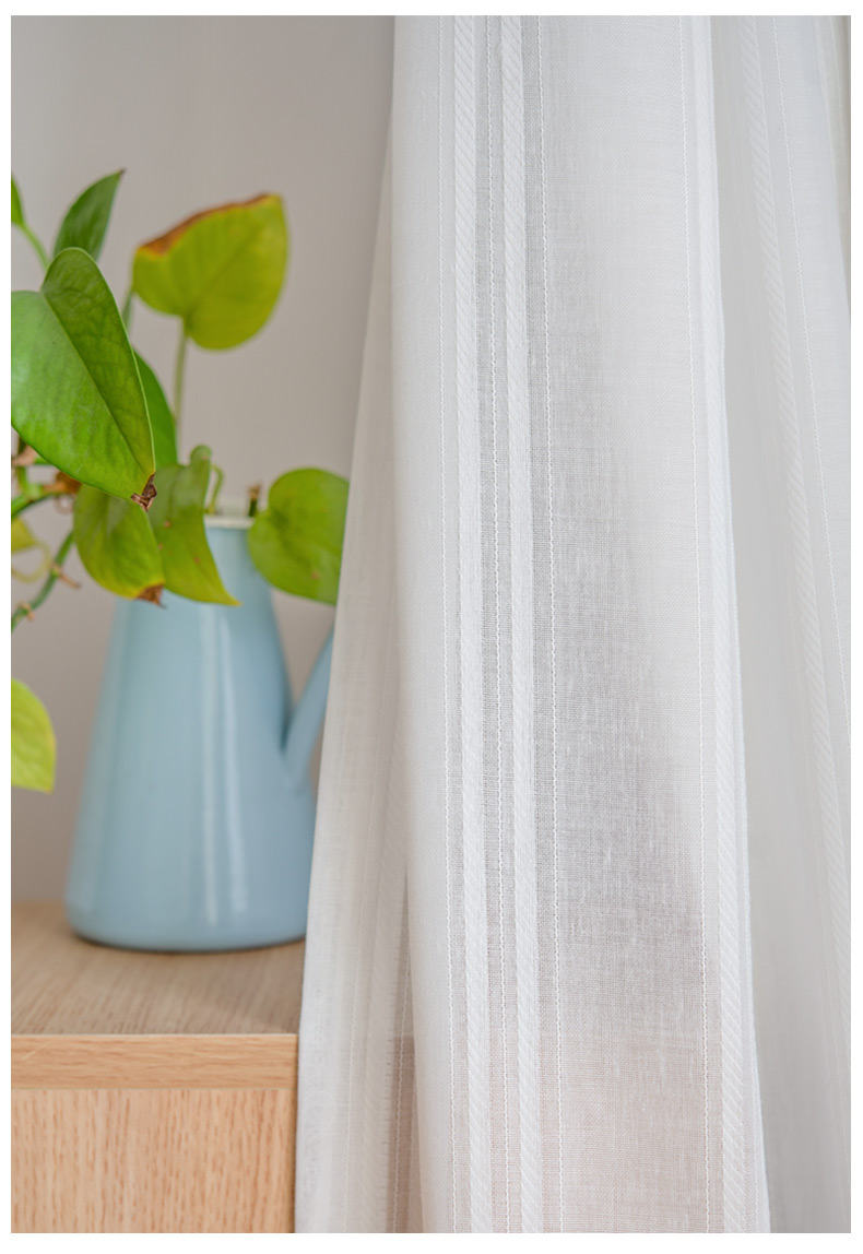 窗帘简约素色现代乡村办公室布料成品罗马升降刺绣平面双面遮阳白纱