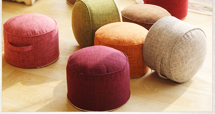 蒲团棉麻布艺加厚可拆洗坐垫 客厅换鞋凳 榻榻米茶几圆形小坐墩