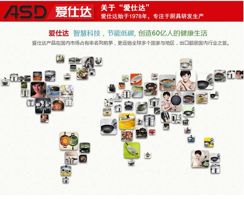 爱仕达高压锅 304不锈钢六保险电磁炉通用压力锅 WG1822DN 22CM