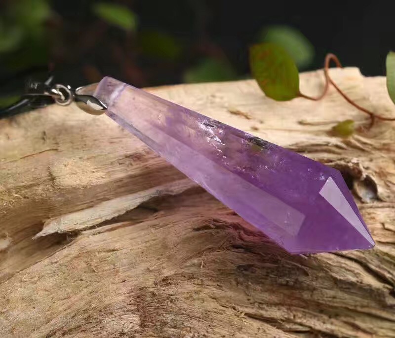 五昌阁天然紫水晶单尖灵摆吊坠 男女款紫水晶灵摆挂坠wcg012_现价235