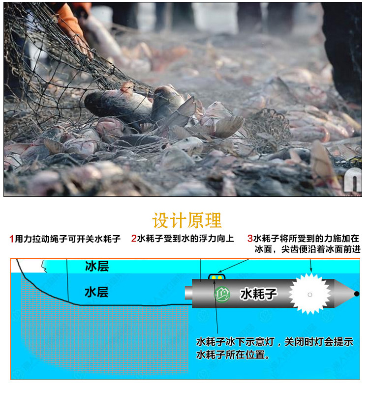 金鳞者(jinlinzhe) 水耗子冰下拉网器穿网机布网引线机拉绳器电蛤蟆冬