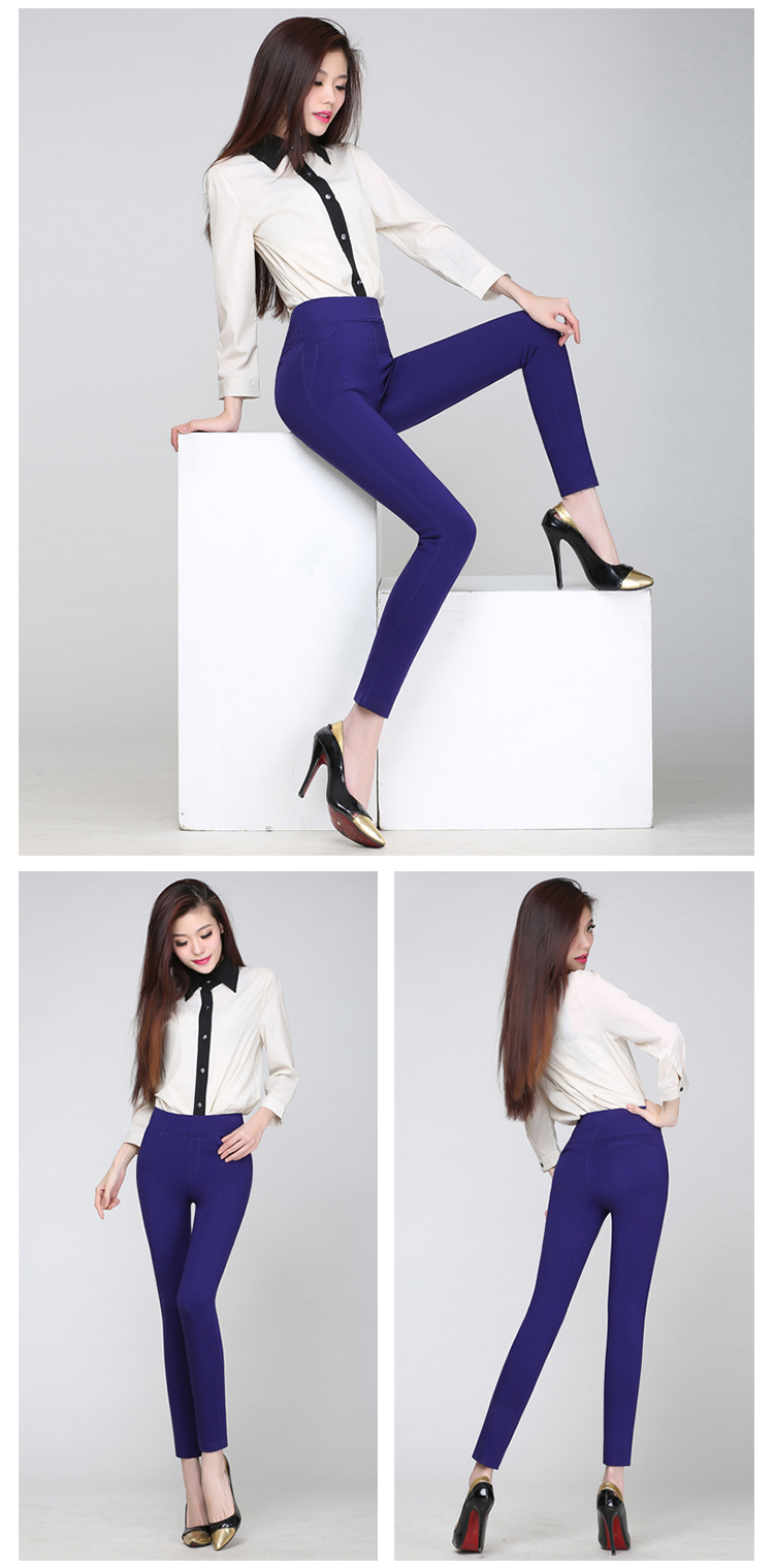 芮婕服装店* .2015秋冬款模特 打底裤外穿紧身裤女大码弹力小脚裤修身显瘦XJB009 深灰色 M