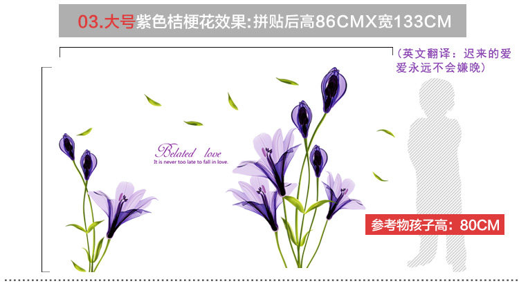 
                                        亮点 温馨花浪漫卧室墙贴纸自粘花床头电视背景墙花墙贴装饰品贴纸客厅花装饰画墙画 马蹄莲 特大号(送大号)                
