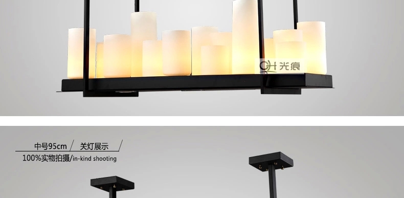 梦晗灯具北欧美式乡村吊灯 中式创意LED烛台云石复古餐厅工业控吊灯8001 95cm*36cm送5Wled