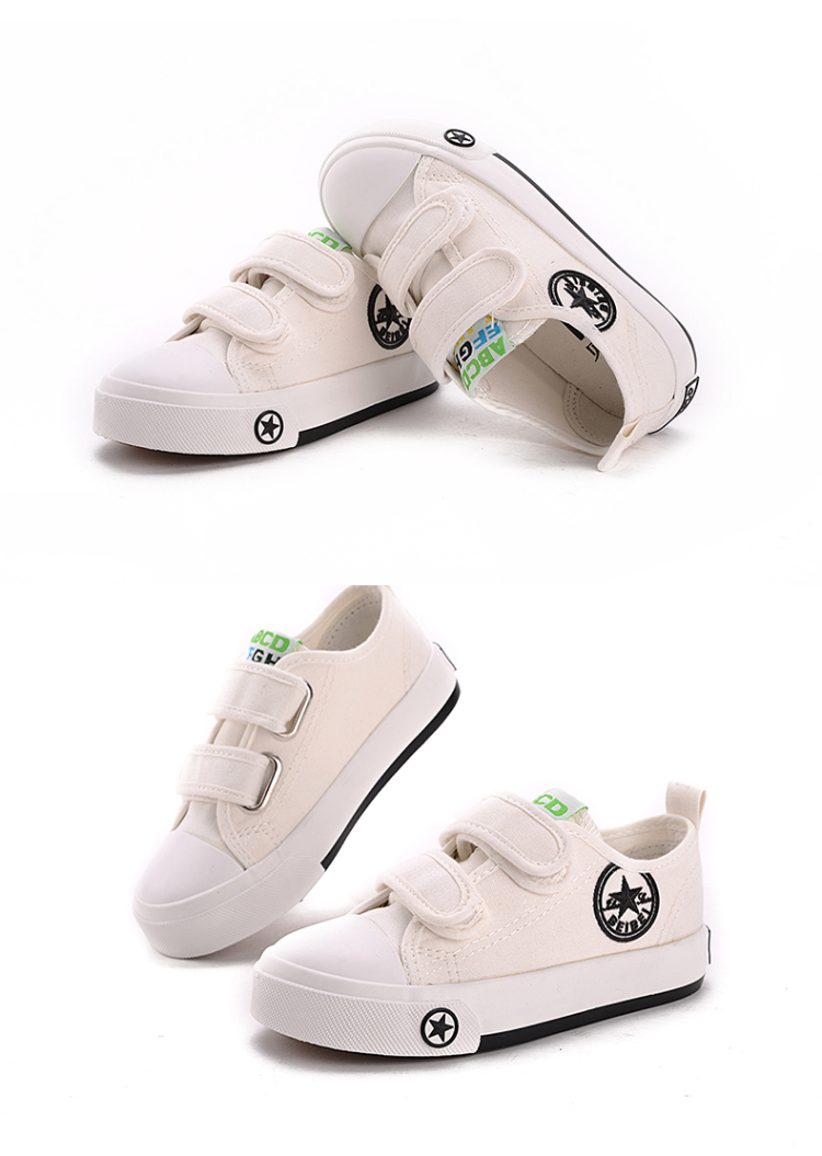 贝贝儿童帆布鞋2018春款男童女童布鞋宝宝学步鞋大小学生白鞋童鞋sn