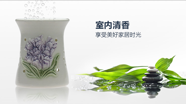 amojoy陶瓷镂空香薰炉 香熏蜡烛炉精油炉家居摆件净化空气补水加湿