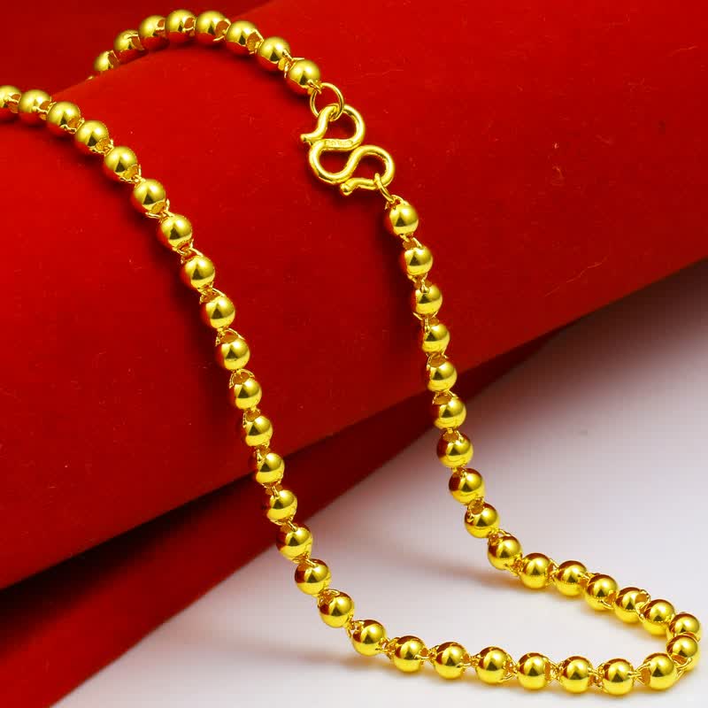 千影珠宝黄金项链9999足金9999真金男士女款佛珠链光面光珠链子圆珠子