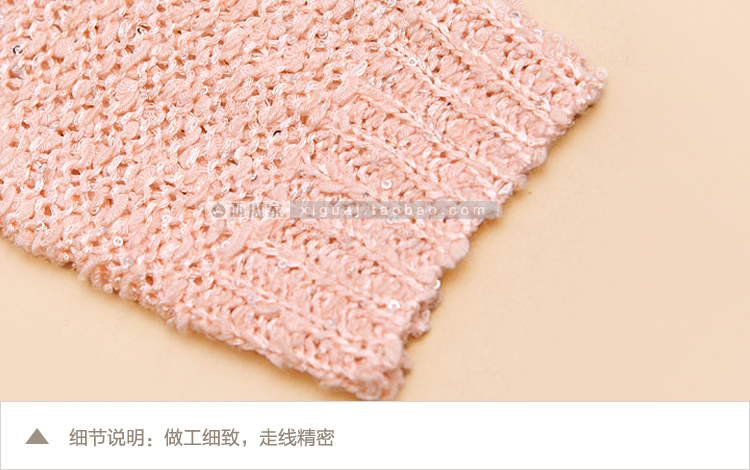 殴淼 2015春装新款韩版女圆领假两件亮片蕾丝打底针织衫爱心毛衣 米白色. 单一码.