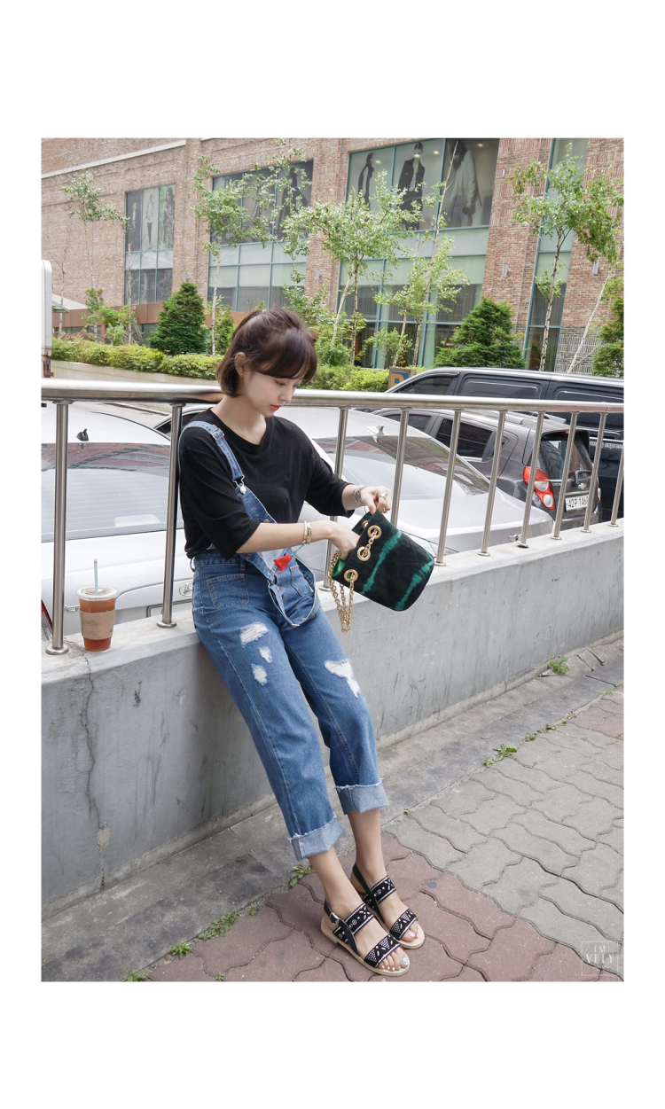 IG 2016春季新款大码学生牛仔背带短裤女连体吊带可爱宽松休闲韩版潮 M