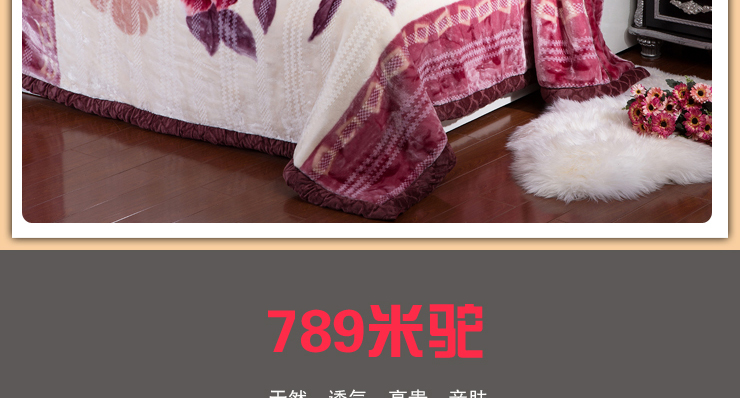 
                                        绿蕊家纺秋冬季加厚单人双人拉舍尔毛毯被子 756-酒红 其他                