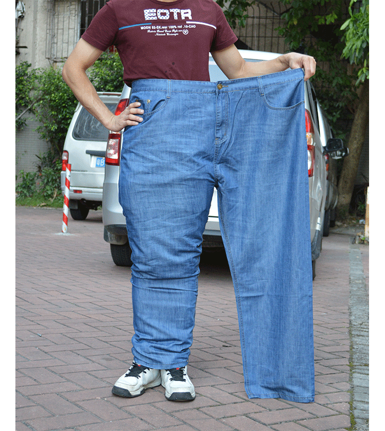 查尔蒂娜大码牛仔裤男 春夏薄款加肥加大肥佬裤子胖人超大号 图片色