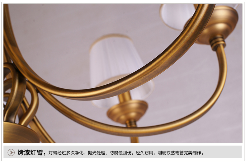 美式吊灯餐厅客厅吊灯 现代卧室吊灯 简约仿铜欧式吊灯 0237-8