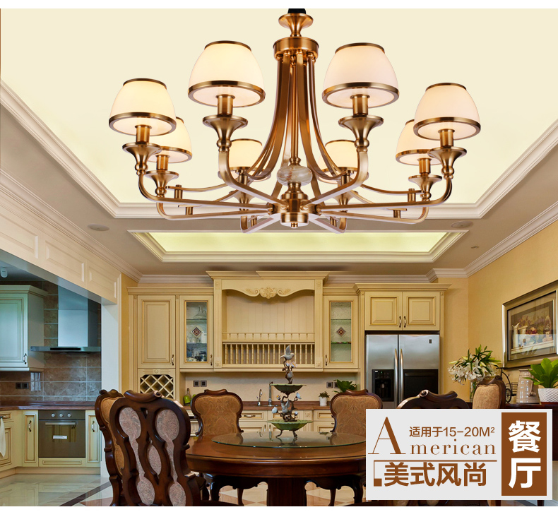 美式吊灯餐厅客厅吊灯 现代卧室吊灯 简约仿铜欧式吊灯 0255-6