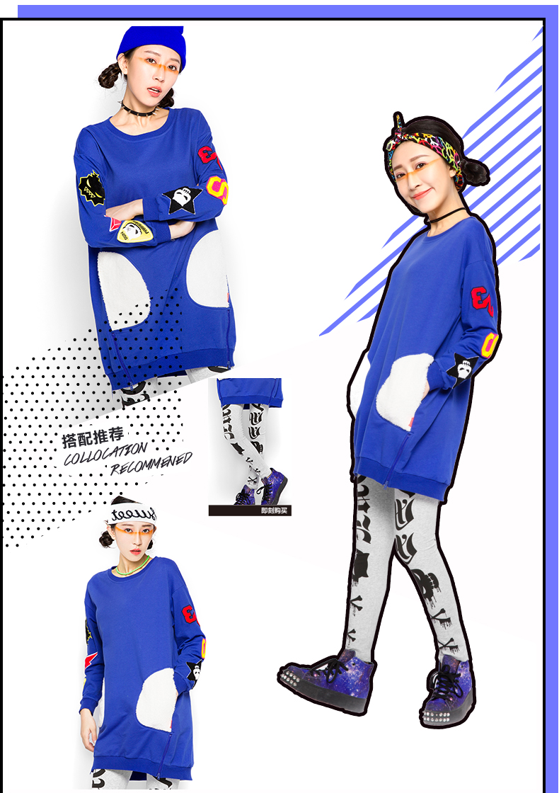 PASS女装秋冬新款 长袖撞色短款连衣裙6532411095 黑色 M