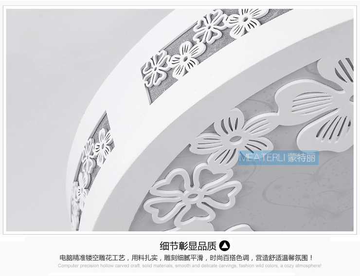 蒙特丽 客厅卧室灯书房餐厅过道省电王LED吸顶灯 MY-樱花(圆）简约田园木艺灯具(B) 30CM LED正白光12W