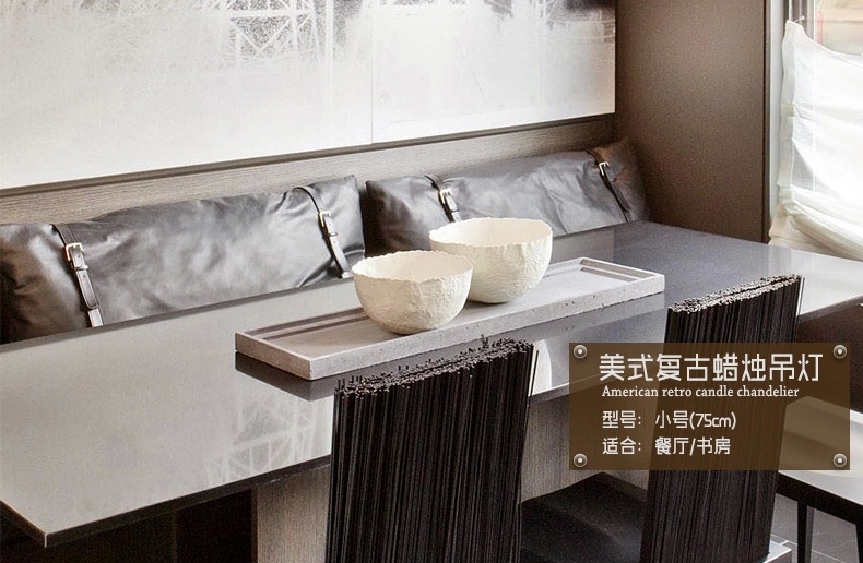 梦晗灯具北欧美式乡村吊灯 中式创意LED烛台云石复古餐厅工业控吊灯8001 95cm*36cm送5Wled