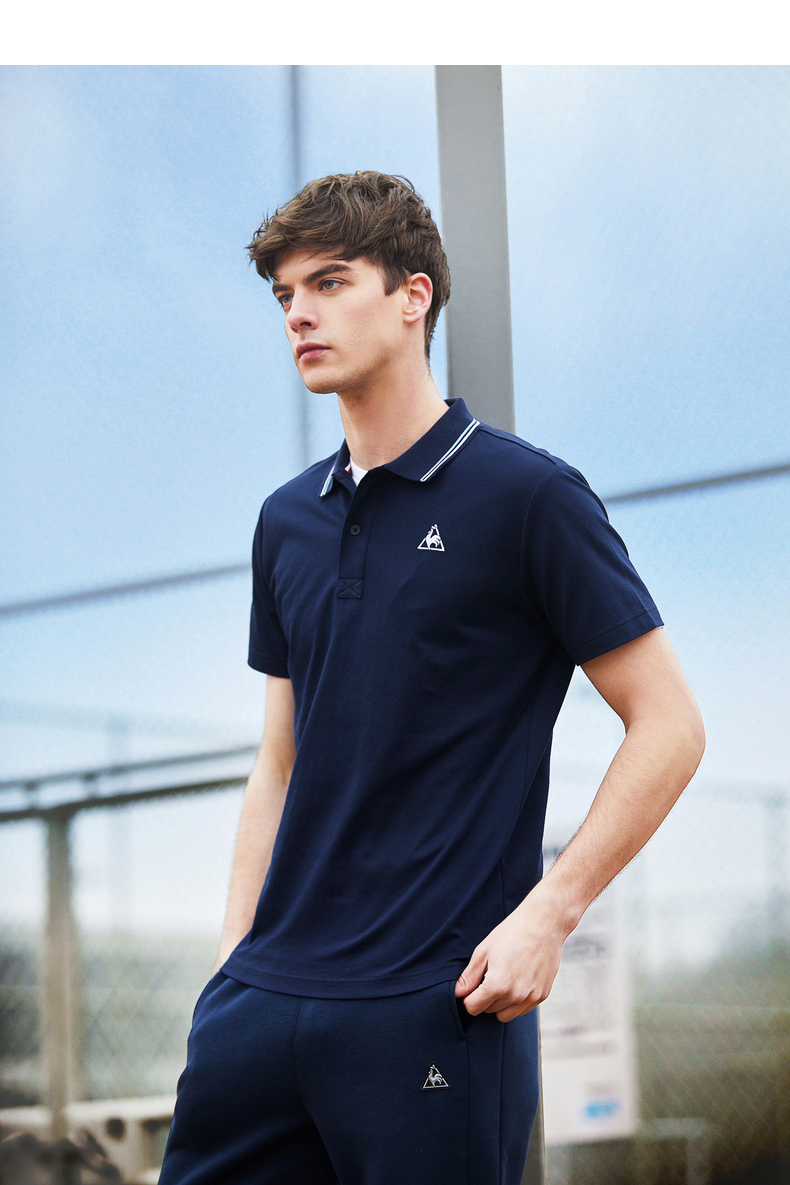 乐卡克法国公鸡长效凉爽透气短袖polo衫男cbt-7134181 藏青 s