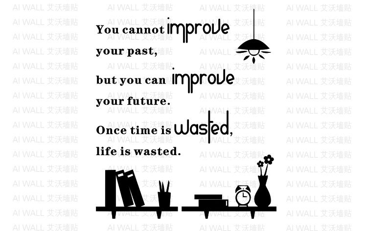 咖喜纳 欧美英文励志墙贴 书房卧室教室装饰墙贴纸 珍惜时间 精雕9001