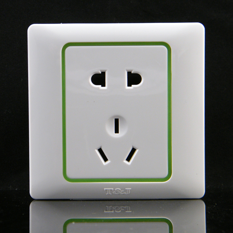 tj天基开关插座面板雅致系列二三级五孔插座带荧光k810uvfl
