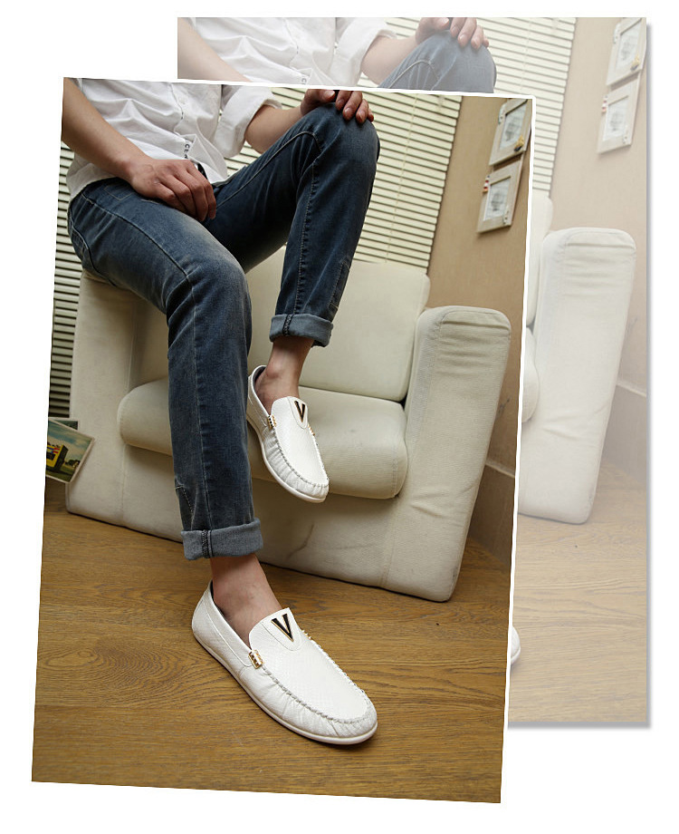2015新款男鞋 韩版透气豆豆鞋男士休闲鞋低帮潮单鞋zbl 白色 44