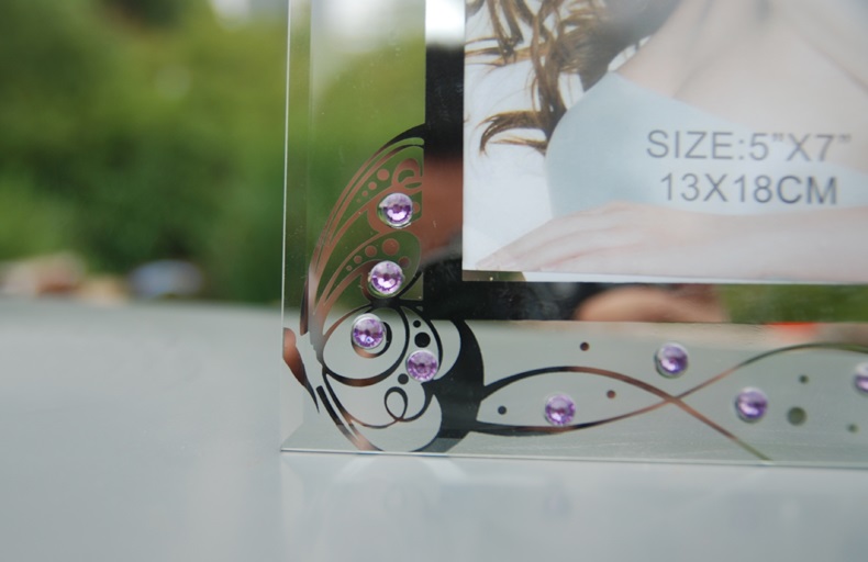 水晶玻璃相框透明摆台 7寸镶钻创意礼物婚纱照片儿童写真框相架 破损包赔两个包邮 7寸横竖可摆