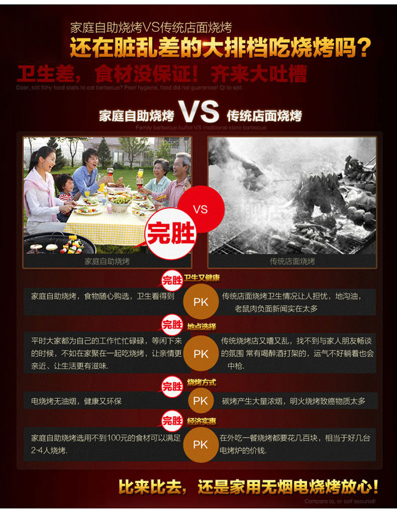 我当家无烟电烧烤炉 自动旋转电烤炉 家用烤串机 烤肉炉电烤箱 多款自选 烧烤叉10根